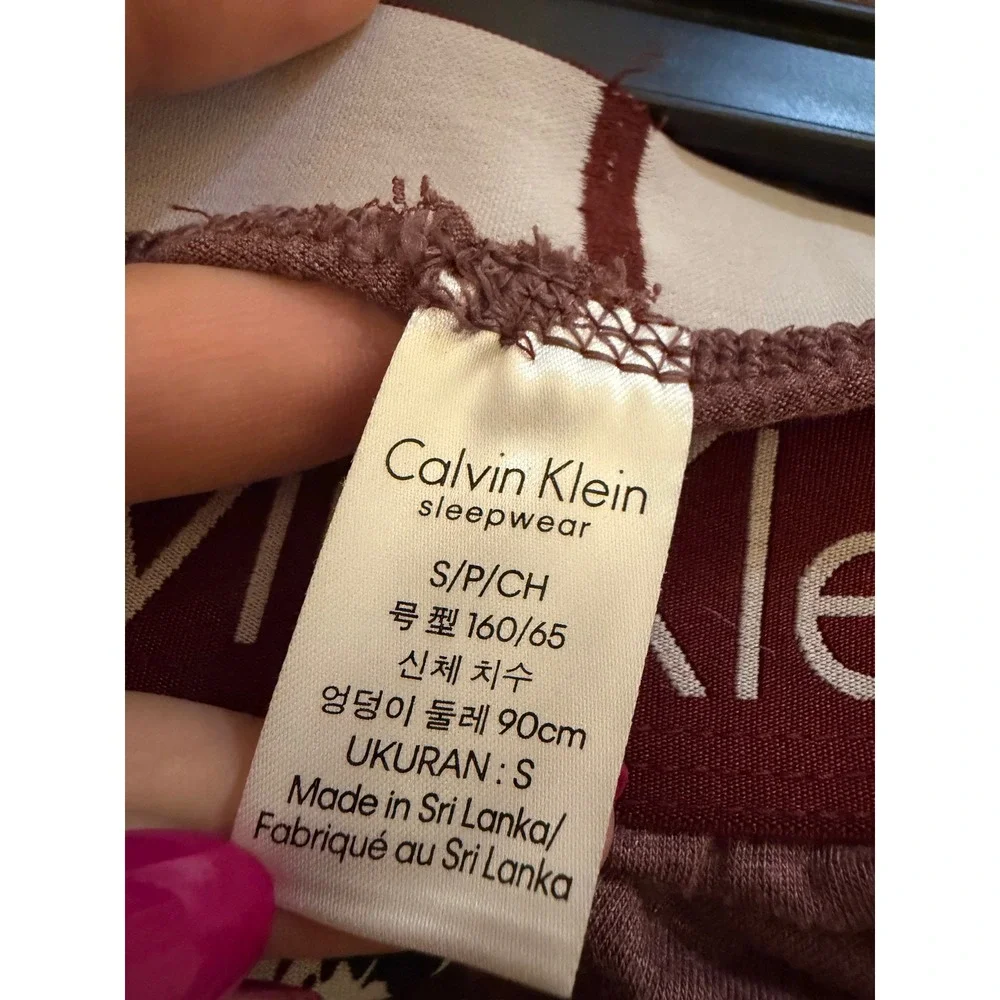 Calvin Klein Womens Sleepwear Set Burgundy Lounge Top and Jogger Pants QP2555S